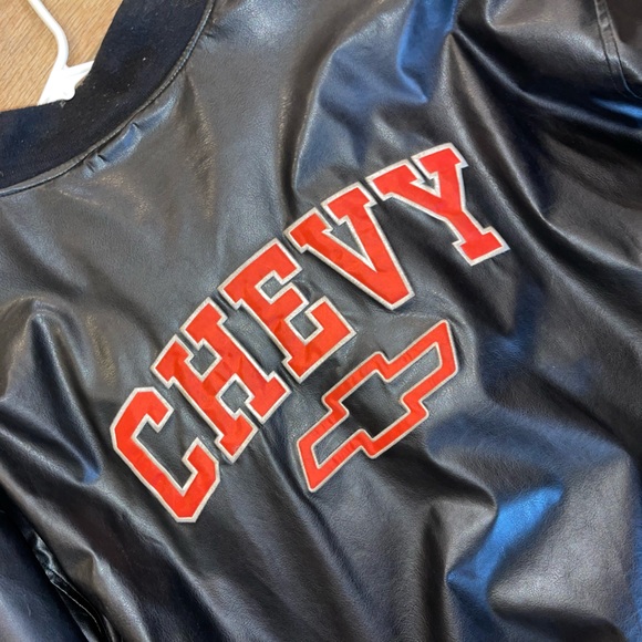 Steve & Barry's Mens Chevy Black Faux Leather & Fabric Bomber Jacket  XX… - Picture 1 of 11